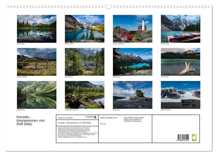 Produktbild: Kanada - Impressionen von Rolf Dietz (Wandkalender 2027 DIN A2 quer), CALVENDO Monatskalender