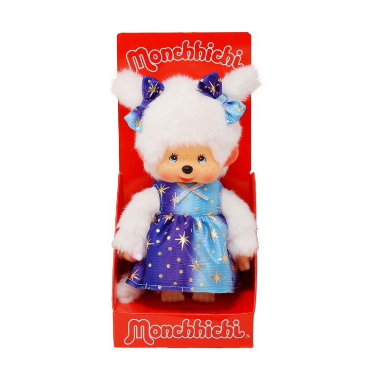 Produktbild: Monchhichi Pl&uuml;schfigur M&auml;dchen mit Sternenlicht Kleid 20cm