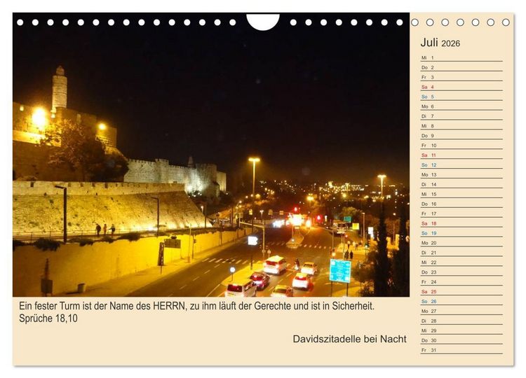 Produktbild: Jerusalem mit Bibelversen / Geburtstagsplaner (Wandkalender 2026 DIN A4 quer), CALVENDO Monatskalender