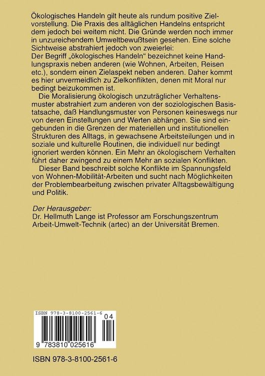 Produktbild: &Ouml;kologisches Handeln als sozialer Konflikt
