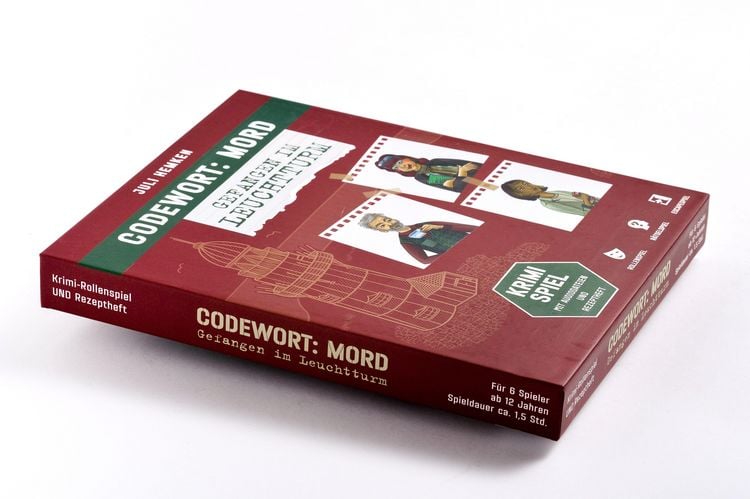 Produktbild: Codewort: Mord. Gefangen im Leuchtturm. Krimidinner-Rollenspiel und Kochbuch. F&uuml;r 6 Spieler ab 12 Jahren.