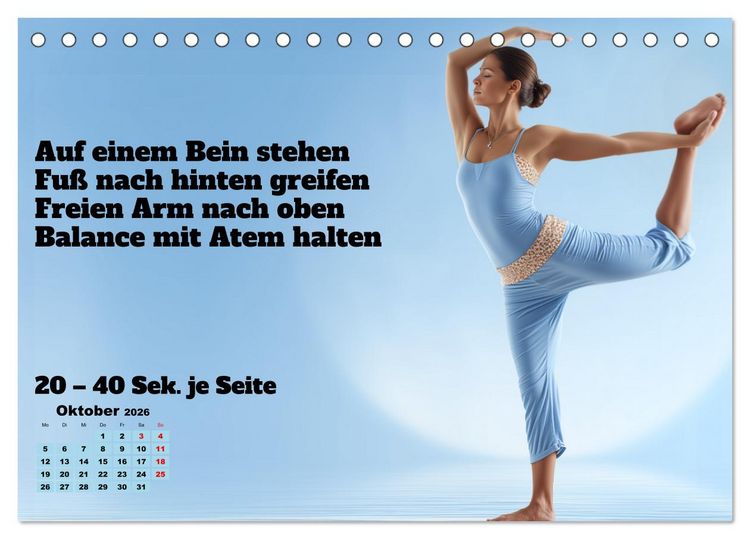 Produktbild: Yoga Kalender - &Uuml;bungen und Meditation f&uuml;r jeden Monat (Tischkalender 2026 DIN A5 quer), CALVENDO Monatskalender
