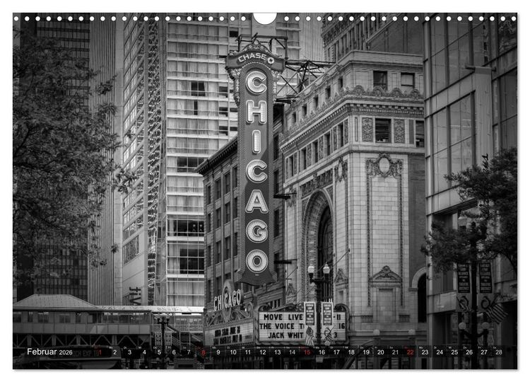 Produktbild: CHICAGO Monochrom (Wandkalender 2026 DIN A3 quer), CALVENDO Monatskalender
