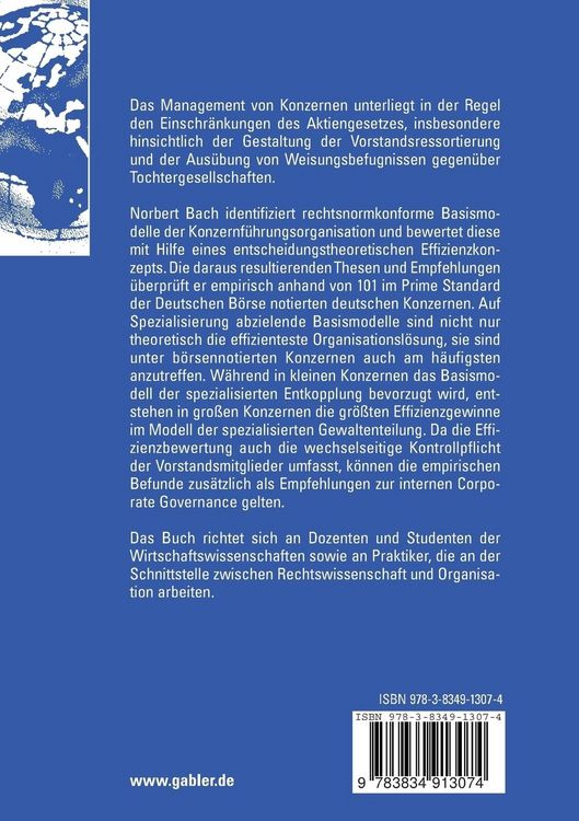 Produktbild: Effizienz der F&uuml;hrungsorganisation deutscher Konzerne