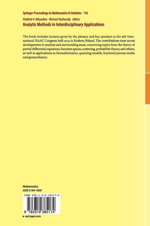 Produktbild: Analytic Methods in Interdisciplinary Applications