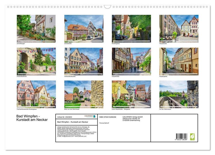 Produktbild: Bad Wimpfen - Kurstadt am Neckar (Wandkalender 2026 DIN A2 quer), CALVENDO Monatskalender