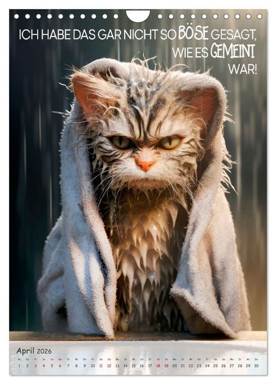 Produktbild: COOLE KATZEN Spr&uuml;cheklopfer (Wandkalender 2026 DIN A4 hoch), CALVENDO Monatskalender