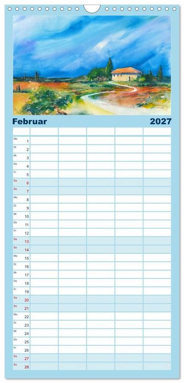 Produktbild: Familienplaner 2027 - Toskana Aquarelle mit 5 Spalten (Wandkalender, 21 x 45 cm) CALVENDO