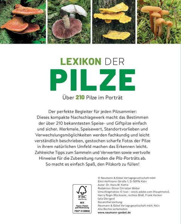 Produktbild: Lexikon der Pilze - Handbuch f&uuml;r Pilzsammler mit &uuml;ber 210 Pilzen