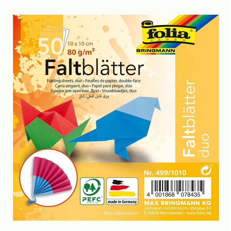Produktbild: FOLIA&reg; Faltbl&auml;tter Duo, 100 x 100 mm