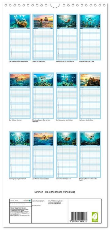 Produktbild: Familienplaner 2027 - Sirenen - die unheimliche Verlockung mit 5 Spalten (Wandkalender, 21 x 45 cm) CALVENDO
