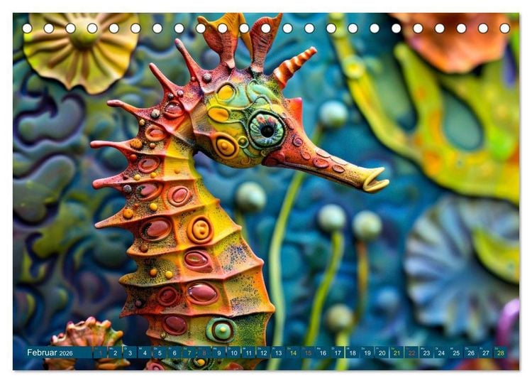 Produktbild: Seepferdchen - Modern Art (Tischkalender 2026 DIN A5 quer), CALVENDO Monatskalender