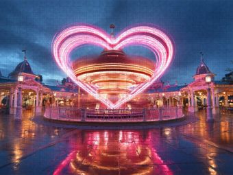 Produktbild: CALVENDO Puzzle Ein Herz aus Licht ist f&uuml;r all die Liebe, die die Nacht zum Leuchten bringt | 1000 Teile Lege-Gr&ouml;&szlig;e 64x48cm Foto-Puzzle f&uuml;r gl&uuml;ckliche