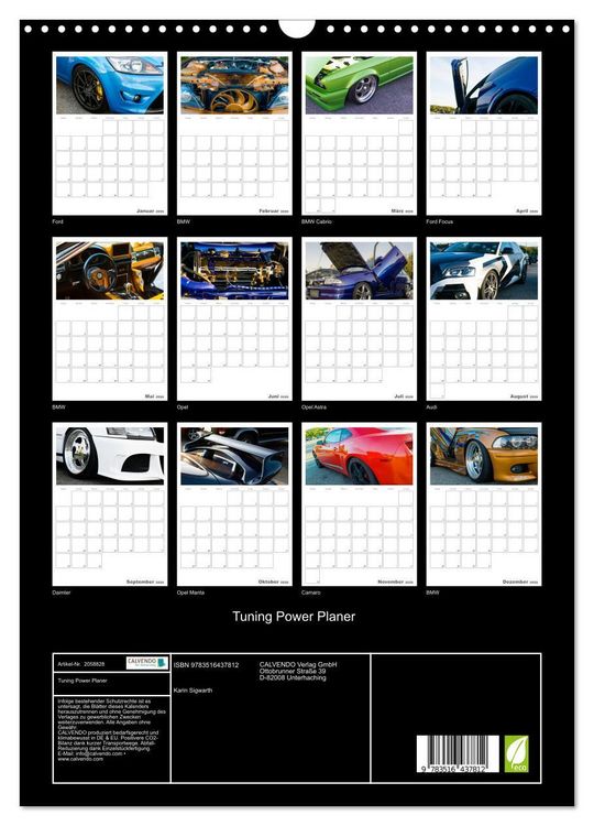 Produktbild: Tuning Power Planer (Wandkalender 2026 DIN A3 hoch), CALVENDO Monatskalender