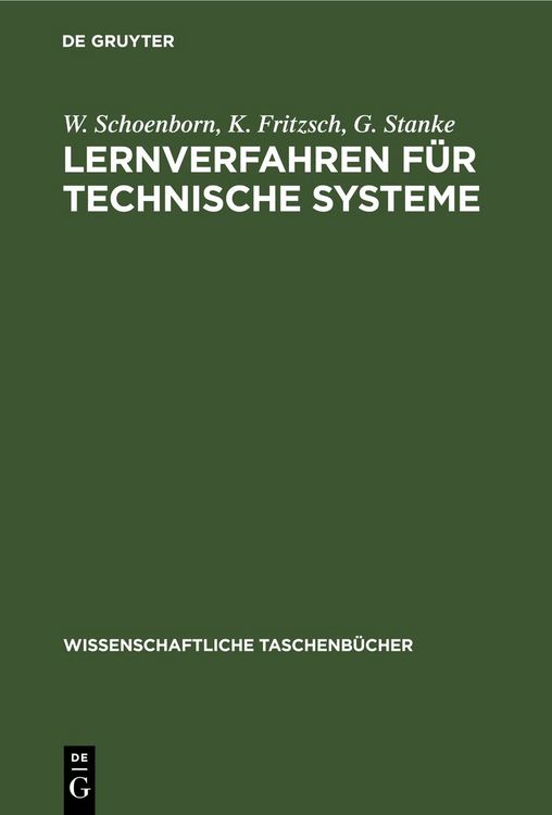 Produktbild: Lernverfahren f&uuml;r technische Systeme