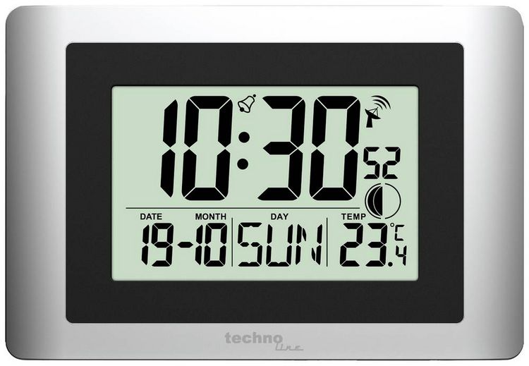 Produktbild: Techno Line WS8028 Funk Funkuhr 220mm x 56mm x 150mm x 56mm Silber