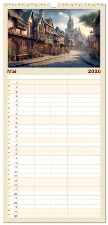 Produktbild: Familienplaner 2026 - Landschaft romantisch gesehen mit 5 Spalten (Wandkalender, 21 x 45 cm) CALVENDO