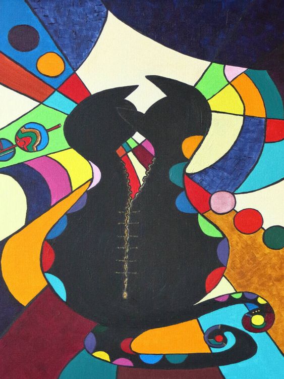 Produktbild: CALVENDO Puzzle Zip-K&auml;tz, Petra Kolossa, Acryl auf Leinwand, 70x50, 2015 | 1000 Teile Lege-Gr&ouml;&szlig;e 64x48cm Foto-Puzzle f&uuml;r gl&uuml;ckliche Stunden
