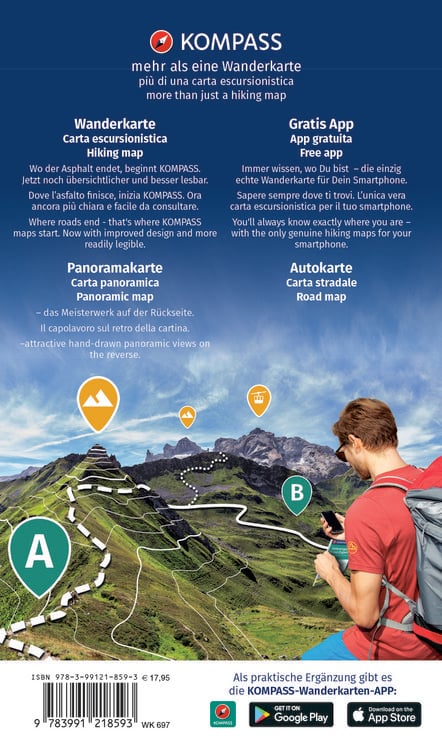 Produktbild: KOMPASS Wanderkarten-Set 697 Gardasee und Umgebung - Lake Garda and its surroundings - Lago di Garda e dintorni (3 Karten) 1:35.000