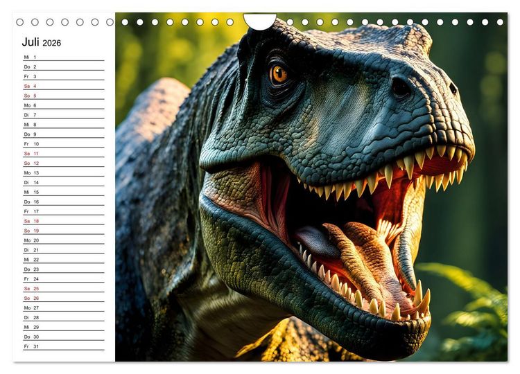 Produktbild: Urzeit erwacht - Ein Jahr mit den Dinosauriern (Wandkalender 2026 DIN A4 quer), CALVENDO Monatskalender