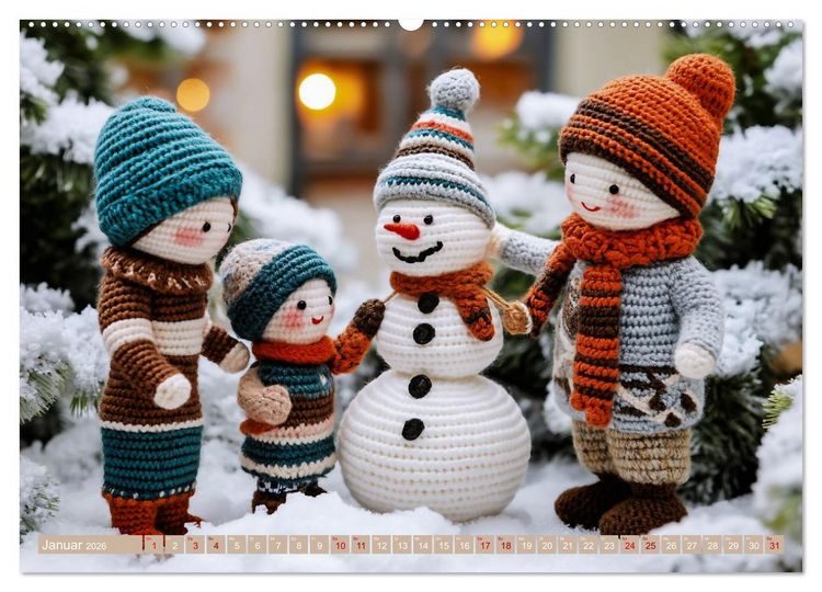 Produktbild: Amigurumi Moments. Ein fantastischer Familienalltag (hochwertiger Premium Wandkalender 2026 DIN A2 quer), Kunstdruck in Hochglanz