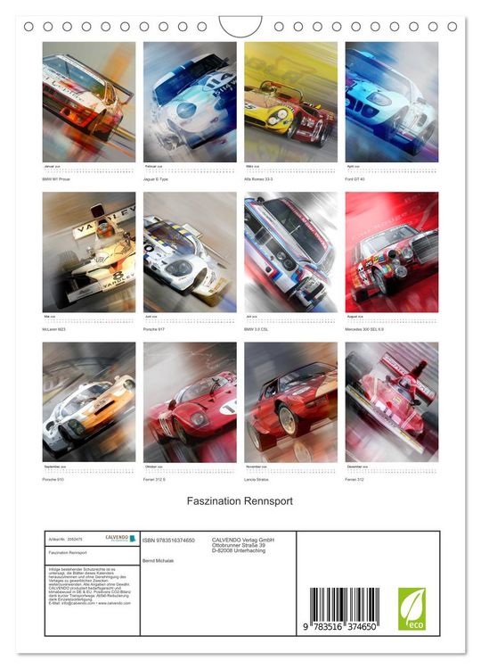 Produktbild: Faszination Rennsport (Wandkalender 2026 DIN A4 hoch), CALVENDO Monatskalender
