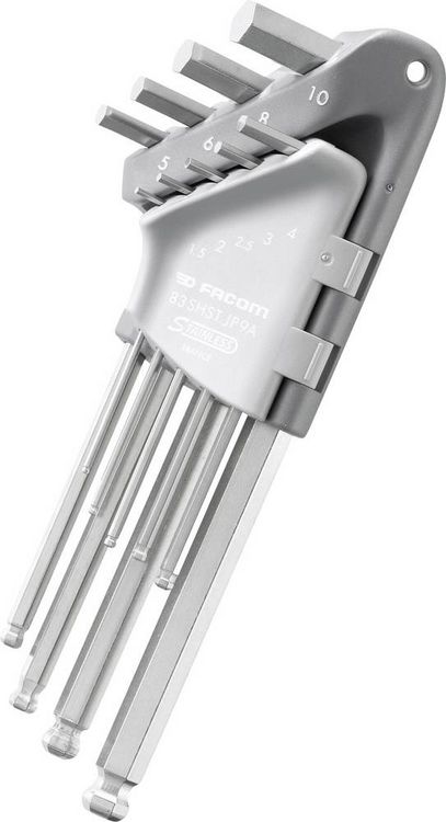 Produktbild: Facom 83SHST.JP9A Innen-Sechskant Winkelschraubendreher-Set 1.5 mm, 2 mm, 2.5 mm, 3 mm, 4 mm, 5 mm, 6 mm, 8 mm, 10 mm 9teilig