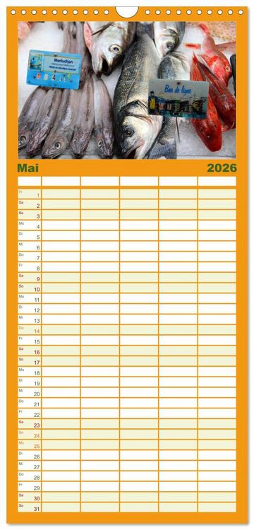 Produktbild: Familienplaner 2026 - Markttag in Frankreich mit 5 Spalten (Wandkalender, 21 x 45 cm) CALVENDO