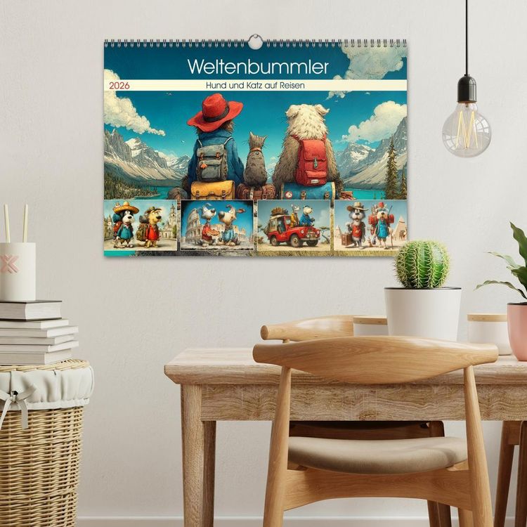 Produktbild: Weltenbummler. Hund und Katz auf Reisen (Wandkalender 2026 DIN A3 quer), CALVENDO Monatskalender