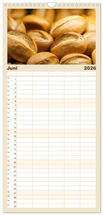 Produktbild: Familienplaner 2026 - Brot & Kaffee Impressionen 2026 mit 5 Spalten (Wandkalender, 21 x 45 cm) CALVENDO