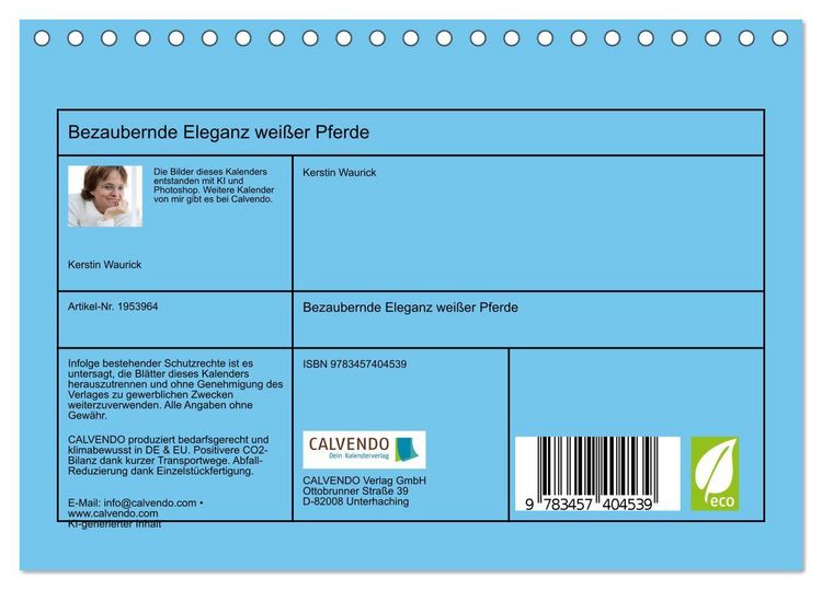Produktbild: Bezaubernde Eleganz wei&szlig;er Pferde (Tischkalender 2026 DIN A5 quer), CALVENDO Monatskalender