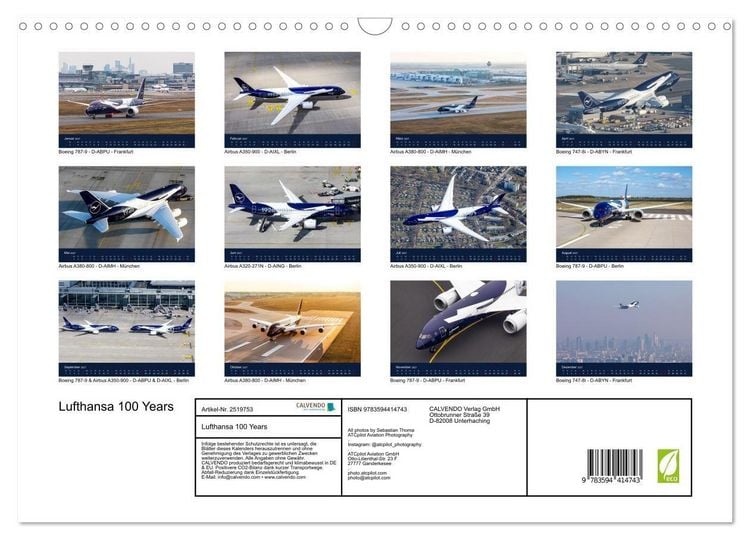 Produktbild: Lufthansa 100 Years (Wandkalender 2027 DIN A3 quer), CALVENDO Monatskalender