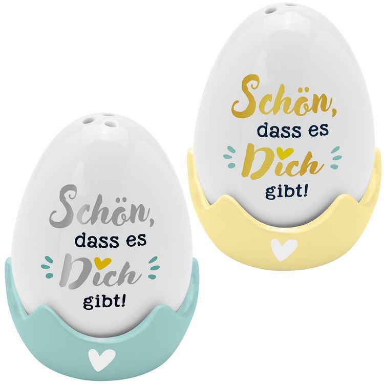 Eierbecher-Streuer-Set "Schön, dass es dich gibt"