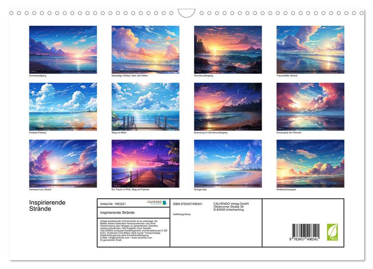 Produktbild: Inspirierende Str&auml;nde (Wandkalender 2026 DIN A3 quer), CALVENDO Monatskalender