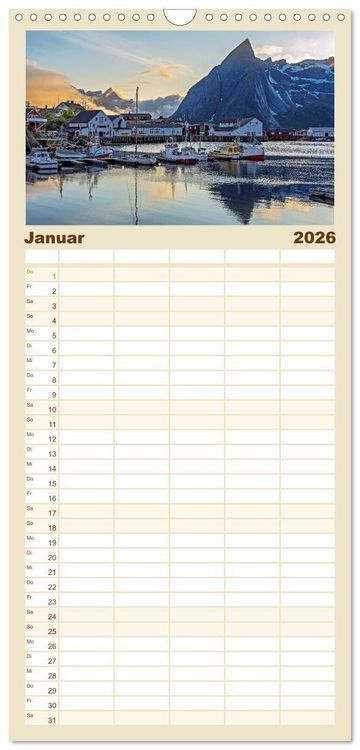 Produktbild: Familienplaner 2026 - Lofoten - Norwegische Trauminseln mit 5 Spalten (Wandkalender, 21 x 45 cm) CALVENDO