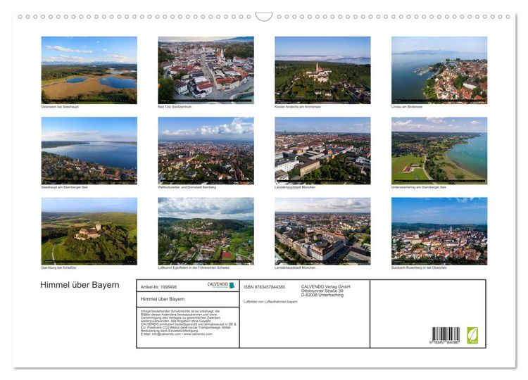 Produktbild: Himmel &uuml;ber Bayern (Wandkalender 2026 DIN A2 quer), CALVENDO Monatskalender