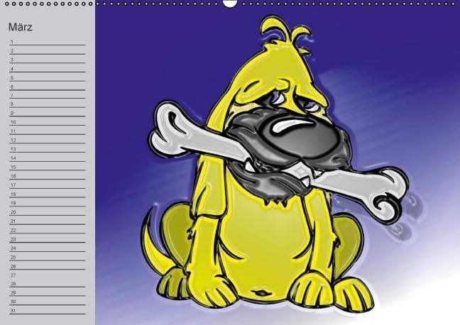 Produktbild: Hunde-Geburtstagskalender / Witziger Cartoon-Kalender (Wandkalender immerw&auml;hrend DIN A2 quer)