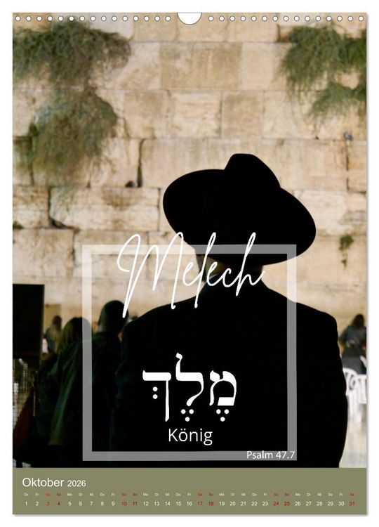 Produktbild: Israel und hebr&auml;ische Namen Gottes (Wandkalender 2026 DIN A3 hoch), CALVENDO Monatskalender