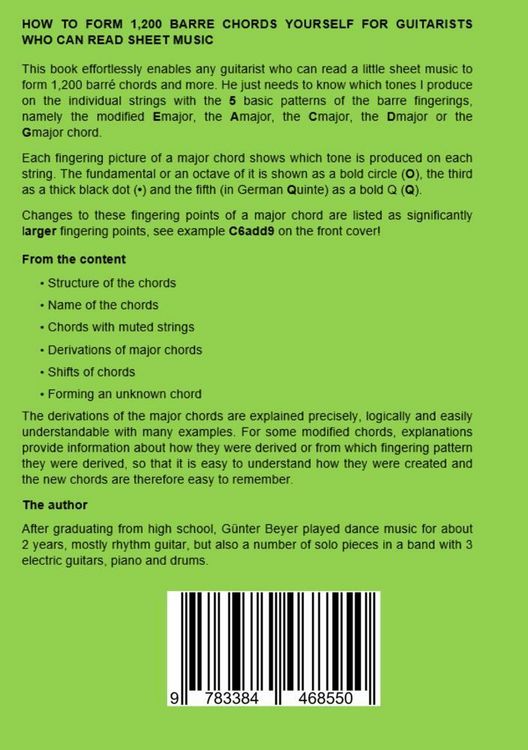Produktbild: HOW TO FORM 1,200 BARRE CHORDS YOURSELF FOR GUITARISTS WHO CAN READ SHEET MUSIC