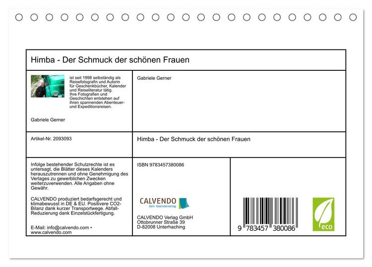 Produktbild: Himba - Der Schmuck der sch&ouml;nen Frauen (Tischkalender 2026 DIN A5 quer), CALVENDO Monatskalender