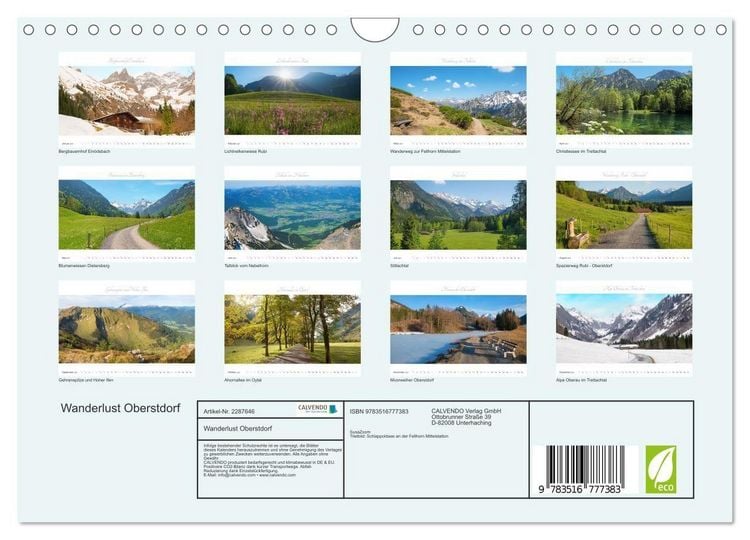 Produktbild: Wanderlust Oberstdorf (Wandkalender 2027 DIN A4 quer), CALVENDO Monatskalender