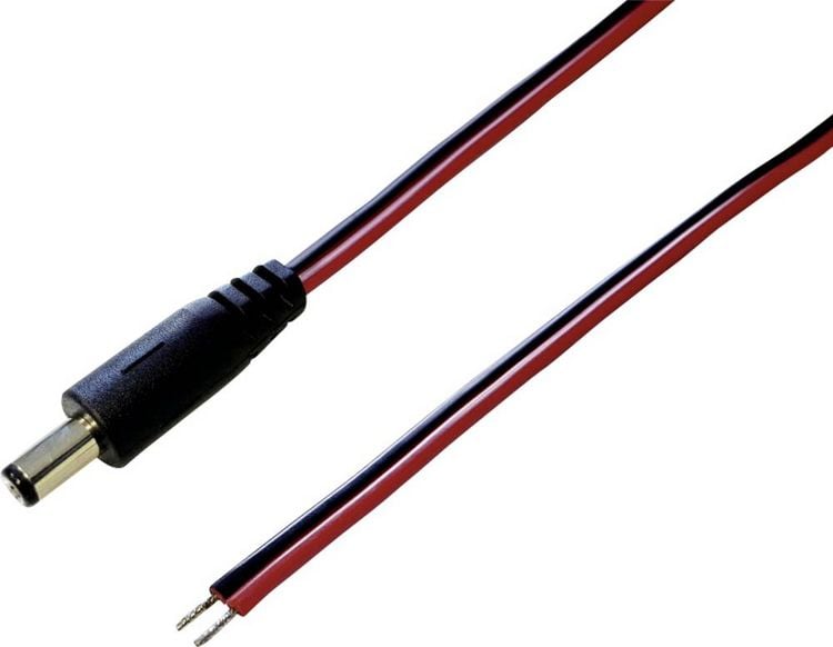 Produktbild: BKL Electronic 075102 Niedervolt-Anschlusskabel Niedervolt-Stecker - offene Kabelenden 5.50 mm 2.10 mm 1.00 m 1 St.