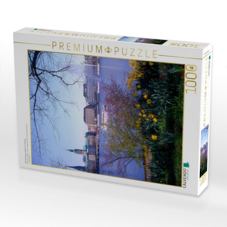 Produktbild: CALVENDO Puzzle Die Hamburger Skyline im Fr&uuml;hling | 1000 Teile Lege-Gr&ouml;&szlig;e 64x48cm Foto-Puzzle f&uuml;r gl&uuml;ckliche Stunden