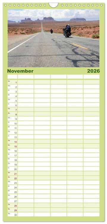 Produktbild: Familienplaner 2026 - Born to be Wild - Mit der Harley durch den S&uuml;dwesten der USA mit 5 Spalten (Wandkalender, 21 x 45 cm) CALVENDO