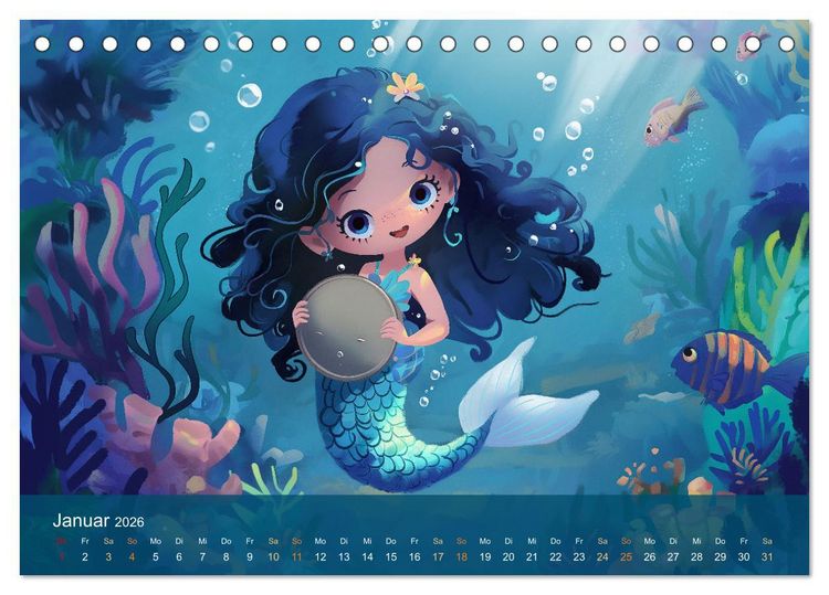 Produktbild: Kleine Meerjungfrauen (Tischkalender 2026 DIN A5 quer), CALVENDO Monatskalender