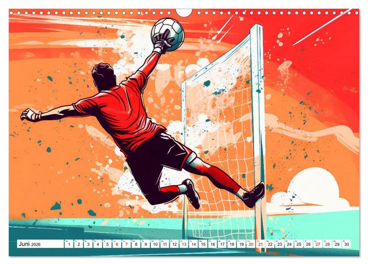Produktbild: Magie des Fussballs - Illustrierte Emotionen auf dem Rasen (Wandkalender 2026 DIN A3 quer), CALVENDO Monatskalender