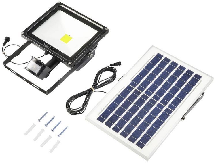Produktbild: Sygonix SY-5461112 Solar-Spot mit Bewegungsmelder 50W Leuchtfarben: Neutralwei&szlig;