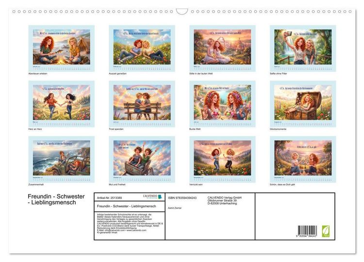 Produktbild: Freundin - Schwester - Lieblingsmensch (Wandkalender 2027 DIN A2 quer), CALVENDO Monatskalender