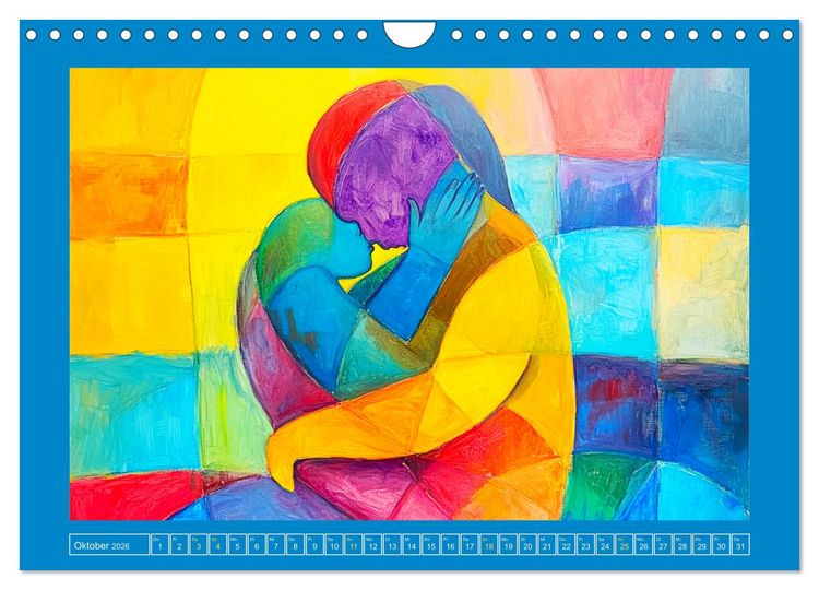Produktbild: Liebe und Gl&uuml;ck. Abstrakte Kunst im &Ouml;lbilder-Stil (Wandkalender 2026 DIN A4 quer), CALVENDO Monatskalender