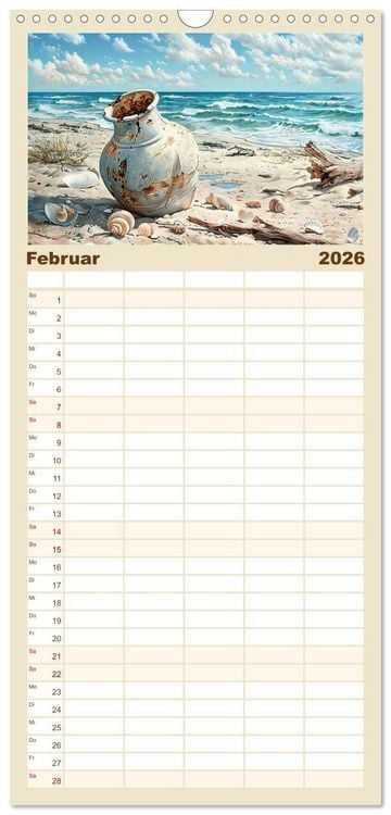 Produktbild: Familienplaner 2026 - Strandgut mit 5 Spalten (Wandkalender, 21 x 45 cm) CALVENDO